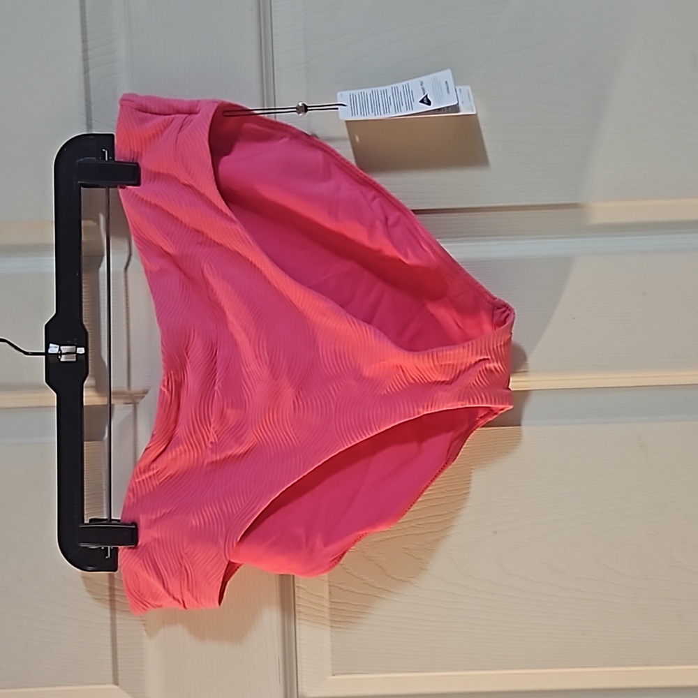 CALIA Women’s Mid Rise Wide Banded High Leg Swim Bottoms: PINK WAVES: NWT: SZ XL